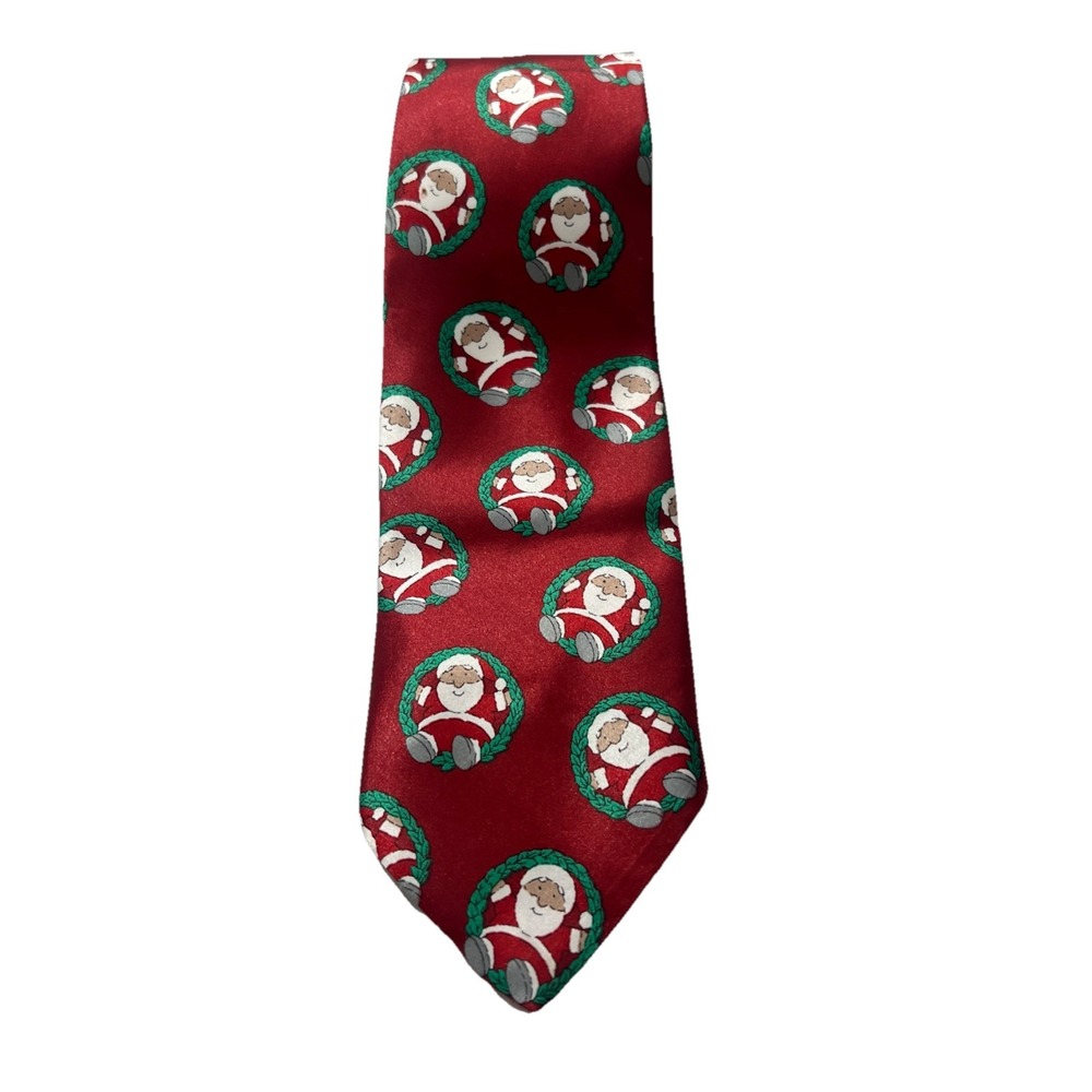 Surrey Christmas Mens Necktie Silk Blend Santa Holiday Tie Vintage Office Work